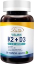 Lovita Vitamina K2 + D3, 400 UI vitamina Vegan D3 & 120 mcg Vitamina K2 (MK-7), 2 în 1 Formula, Complex de vitamine imune, 30 Capsule vegetariene