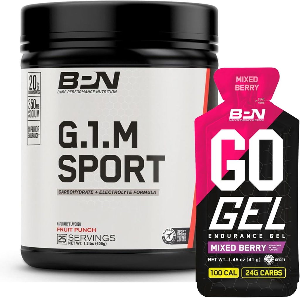 BARE PERFORMANŢĂ NUTRIŢIE BPN G.1.M. Sport de pregătire combustibil & Go Gel Endurance Gel mixt Berry Bundle