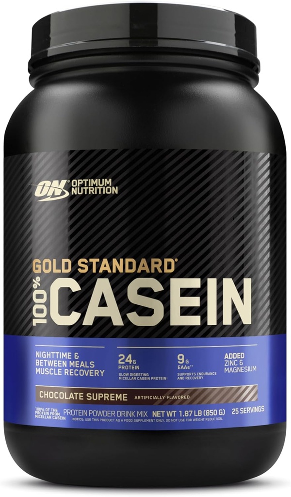 Optimum Nutriție aur standard 100% Micellar Casein Proteine pulbere, Digesting lent, vă ajută să păstrați plin, Overnight Recovery musculare, Ciocolata Supreme, 2 Lire (Packing May Vary)