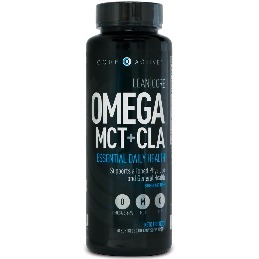 Lean CORE Omega MCT + CLA - Stimulant Free Health Formula, Lean Muscle & Toned Physique, Omega 3-6-9 Acidi grasi - Seminte de peste ulei de nuca de cocos - Keto Prietenos 30 Day Supply (90 Softgels)
