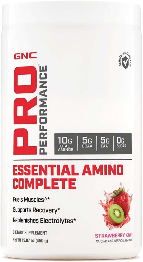 GNC Pro Performance Essential Amino Complete, Căpșuni Kiwi, 15.87 oz., Suportă recuperarea musculară