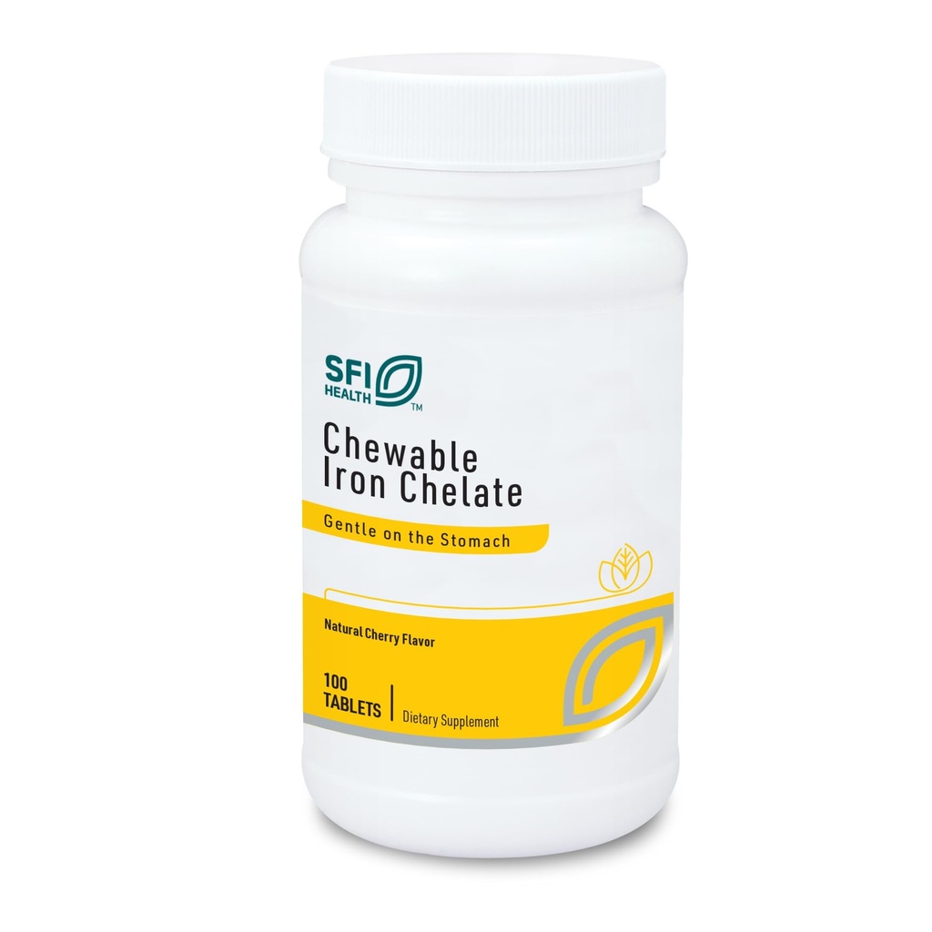 Klaire Labs SFI Health Chelate de fier masticabil - 30 Milligrams Elemental Iron, Easy on The Stomac & Hypoallergenic, Natural Cherry Flavor (100 Tablete)