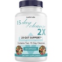 15 Day Cleanse 2X - Dublu suport Gut & Colon - Advanced Gut Cleanse Detox pentru femei si barbati cu Alfalfa, Cascara Sagrada, Probiotics & Psyllium Husk - Non-GMO - Made in USA - 60 Capsule (1 flacon)
