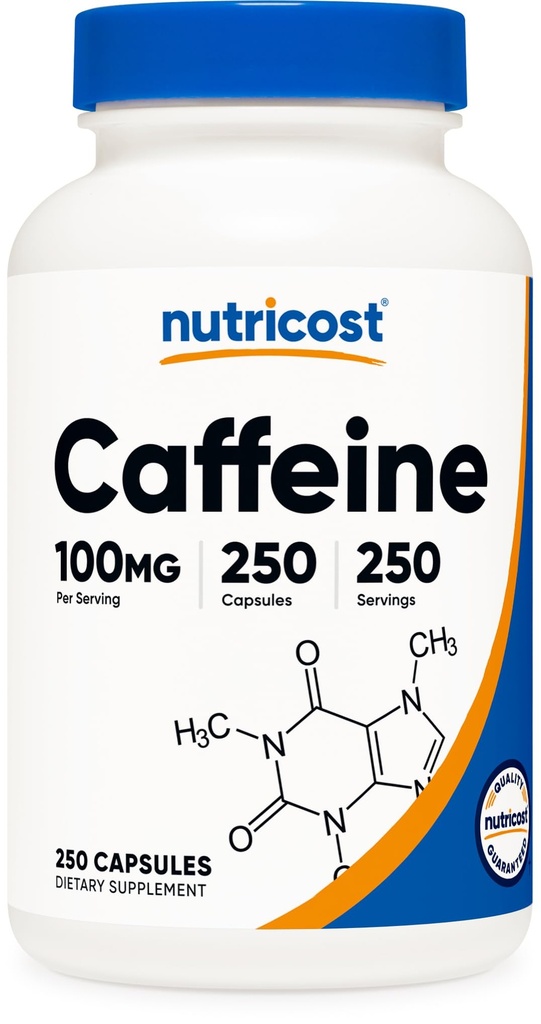 Nutricost Cafeina pastile 100mg per servire, 250 capsule