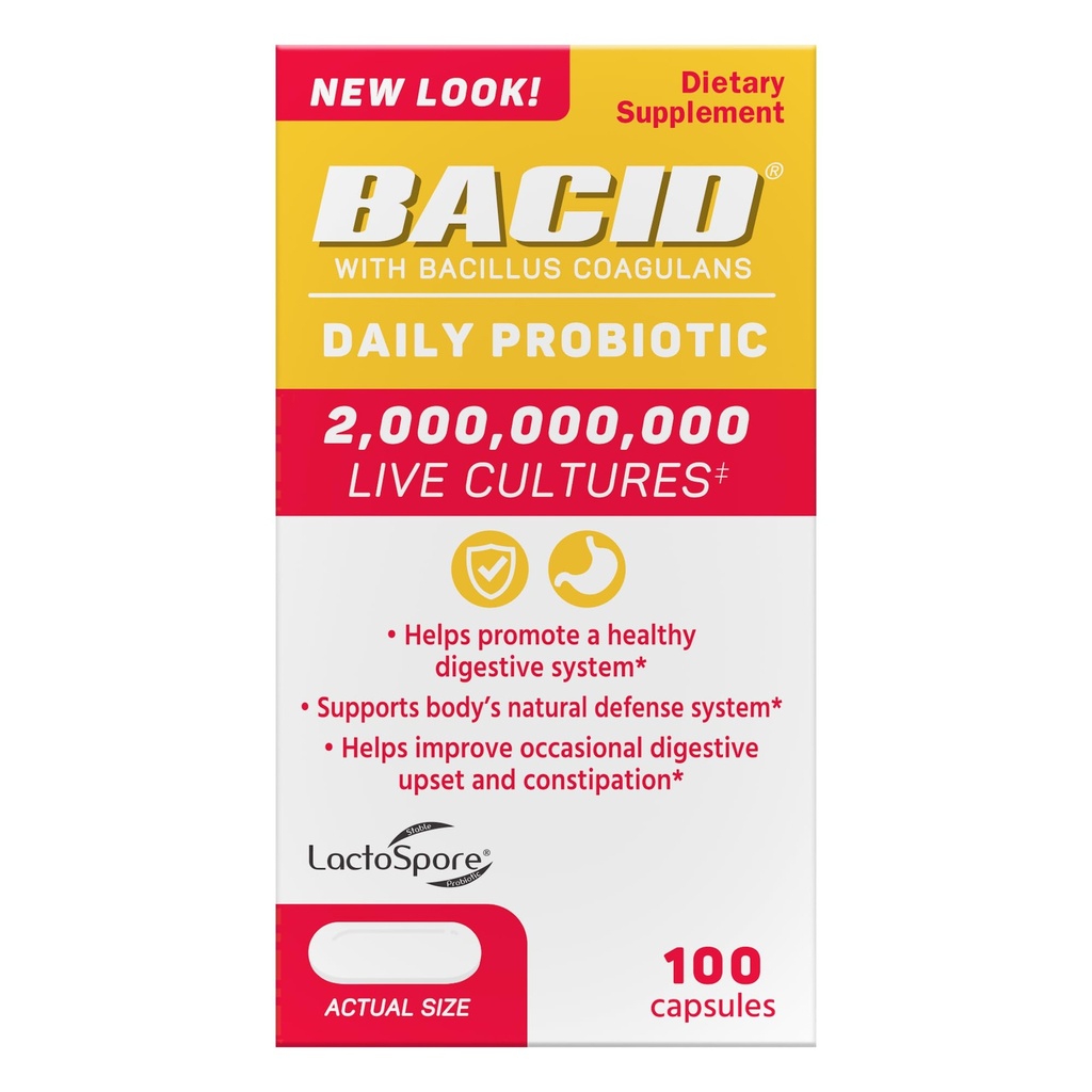 Bacid Probiotic zilnic cu Bacillus Coagulans, Supliment alimentar pentru Digestive Health, 100 capsule