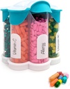 Extra Large Pill Organizator Daily, Weekly, Lunar Supplement Bottle, Cute Blossom Pill Dispenser cu 7 XL Compartimente, Easy-Open Pill Box pentru vitamine, medicamente, etichete incluse (Teal)