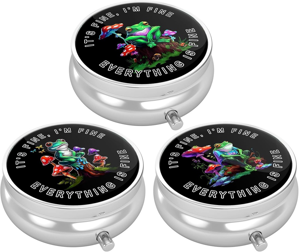 3 Pack Pilula cutie, pilula caz mic pentru Purse & Pocket, Cute Travel Medicine Organizator, Portable Medicine Container Holder to Hold Vitamine, Medicamente, Ulei de pește & Supliment, Cute Frog