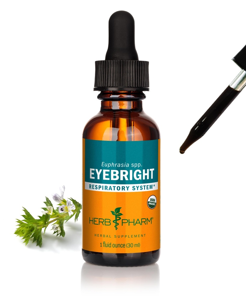 Herb Pharm Certified Organic Eyebright Extract lichid pentru suport de sistem respirator - 1 Once, clar