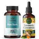 HERBAMAMA Extract Turmeric și Pine Bark Kit - Bundle of 400 mg French Maritime Capsules & Turmeric Extract Tincture 2 fl oz - Vegan, Non-GMO, Sugar & Alcohol-Free - 2 Pack