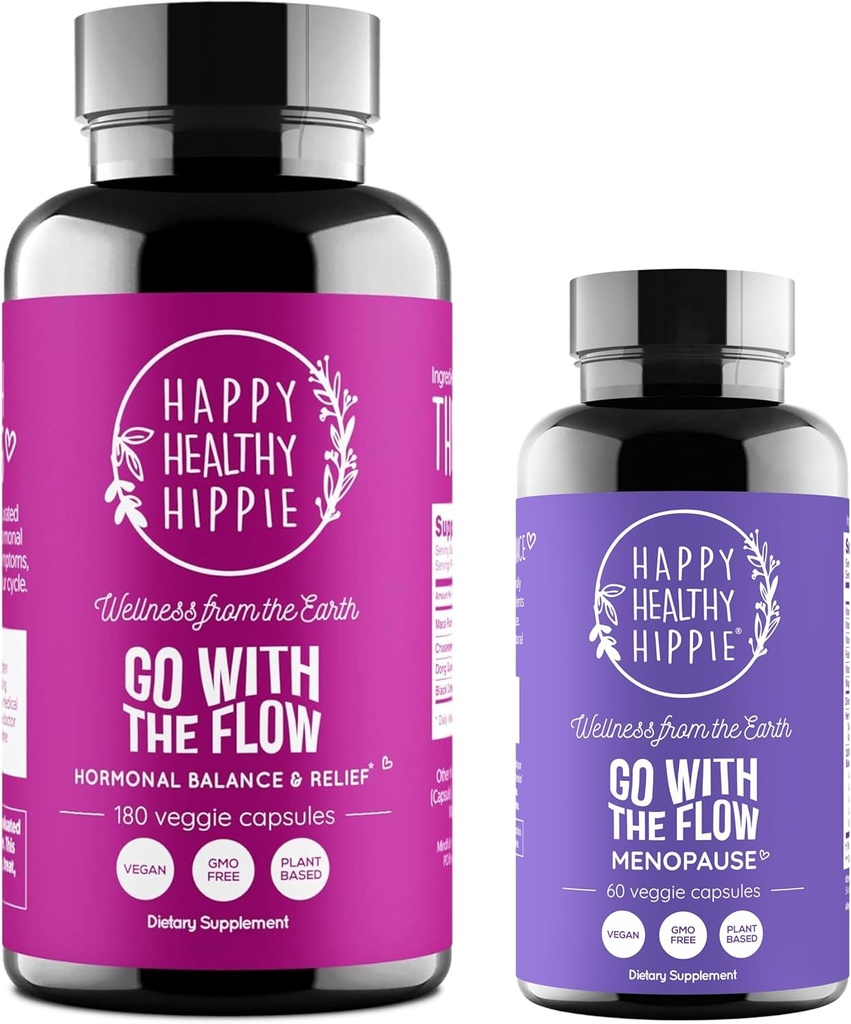 Happy sănătos Hippie Du-te cu fluxul Menopauza suport & Du-te cu fluxul de hormon echilibru pentru femei (180ct)