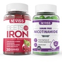 NEISS Vegan Supliment de fier, Gentl Fier + Zahăr Nicotinamidă 500mg Gummies