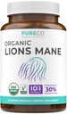 Capsulele de suplimente pentru coamă organică - capsulele de supliment pentru ciuperci organice USDA cu coama leului 1000 mg 10:1 extract per servire cu 30% polizaharide - Vegan & non-GMO (1 lună de aprovizionare)