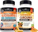 BioSchwartz Curcumin Turmeric cu extract de piper negru 1500mg Complex (1 lună de aprovizionare) Plus Glucosamină Chondroitin MSM Triple Supliment de sprijin comun de rezistență (1 lună de aprovizionare)