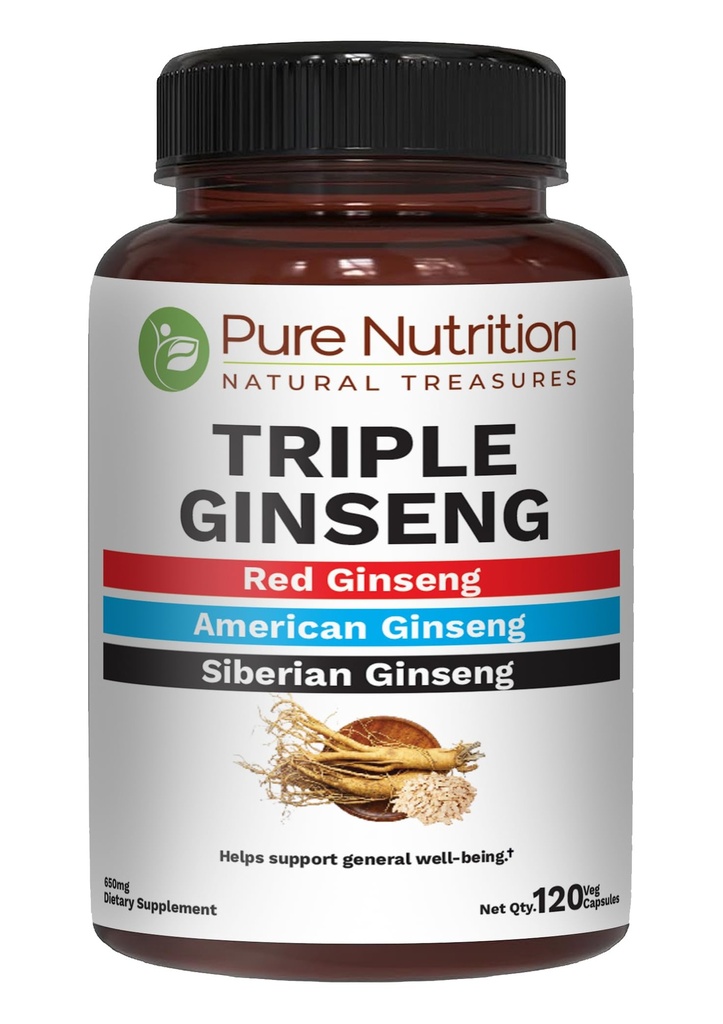 Pure Nutriție Triple Ginseng 650mg  Fără OMG