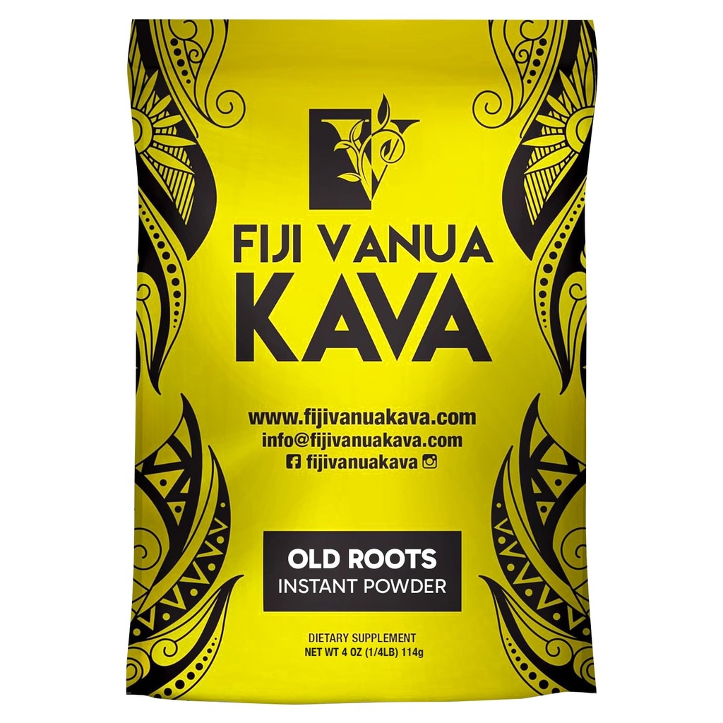 Fiji Vanua Kava Instant vechi rădăcini Kava pulbere, suc verde deshidratat Kava băutură pulbere, Ușor de a pregăti lichid-Soluble, Fijian Instant Noble, Herbal Supliment, 4 oz