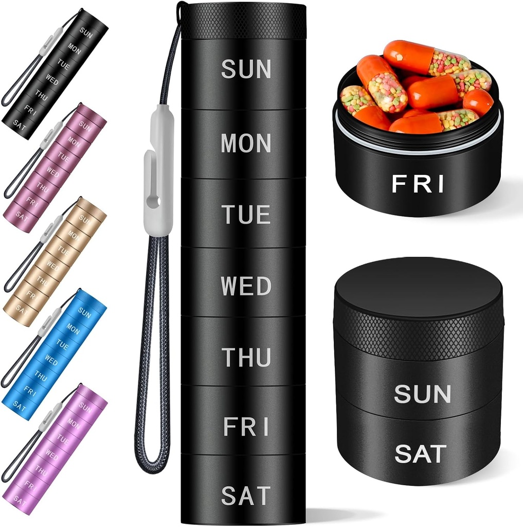 Aluminiul Travel Pill Organizator,Weekly Metal Pilula Case,Pill Holder, Umiditate Proof Periculos Zilnic Pilula Cutie 7 zile, Mari pastile Container pentru a deține vitamine,medicatie,Supplements