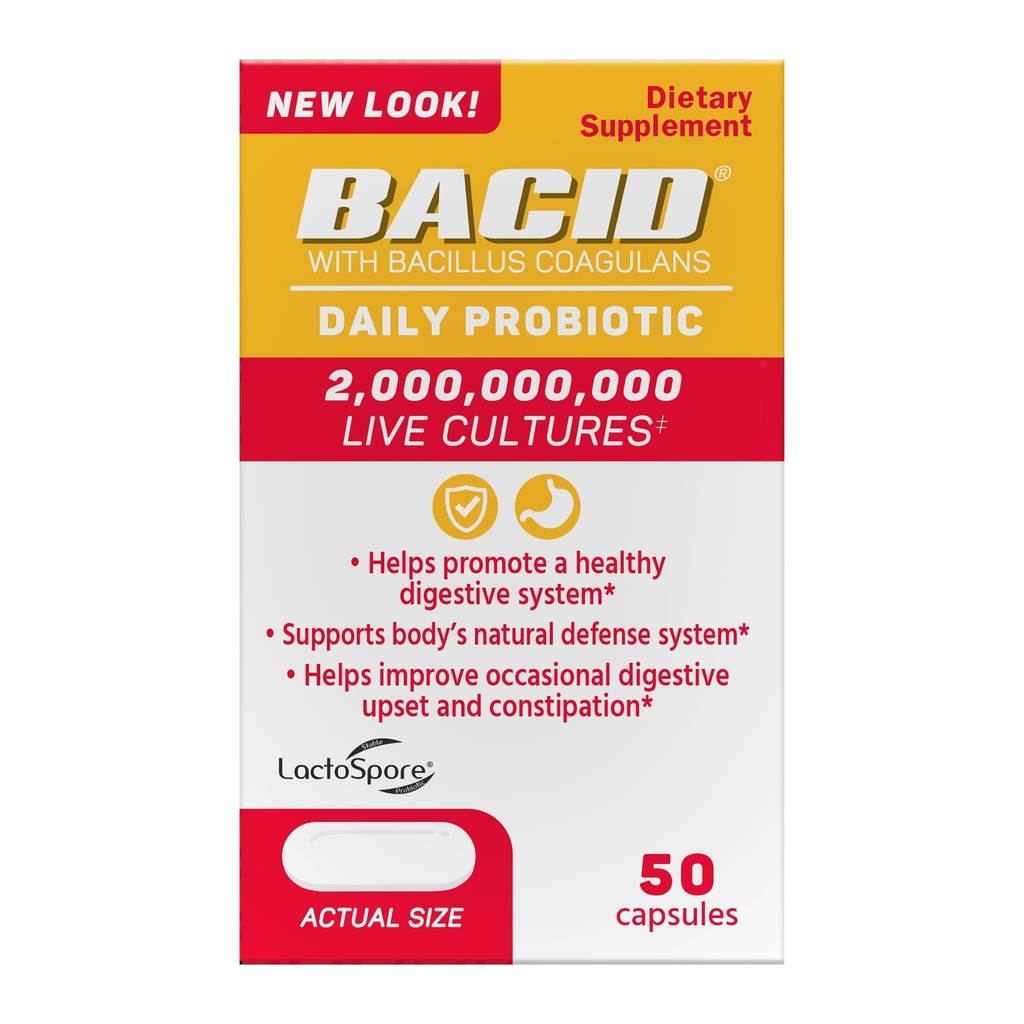 Bacid Probiotic zilnic cu Bacillus Coagulans, 50 Conte, Digestion Supliment pentru îmbunătățirea constipație ocazională
