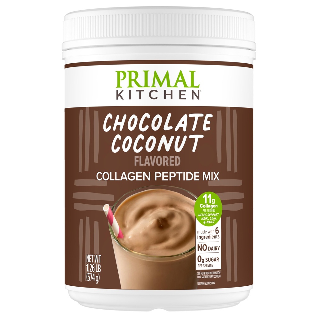 Primal Kitchen Chocolate Colagen Fuel® Drink Mix, Chocolate Coconut Colagen Peptides, No Dairy or Artificial Sweeteners, 20 Ounces