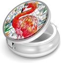 Cutie de pastile-3 Compartiment de mici pastile pentru Purse & Pocket Mini Metal Pilula Holder Travel Pilula Container pentru a deține suplimente Vitamine BPA-Free (Flamingo)