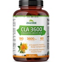 Zazzee High Potence CLA 3600, 180 Softgels, 3600 mg per Serving, Conjugat Acid Linoleic din Saffflower Oil, Concentrat şi Standardizat, 60 de zile de aprovizionare, non-GMO şi Made in the USA
