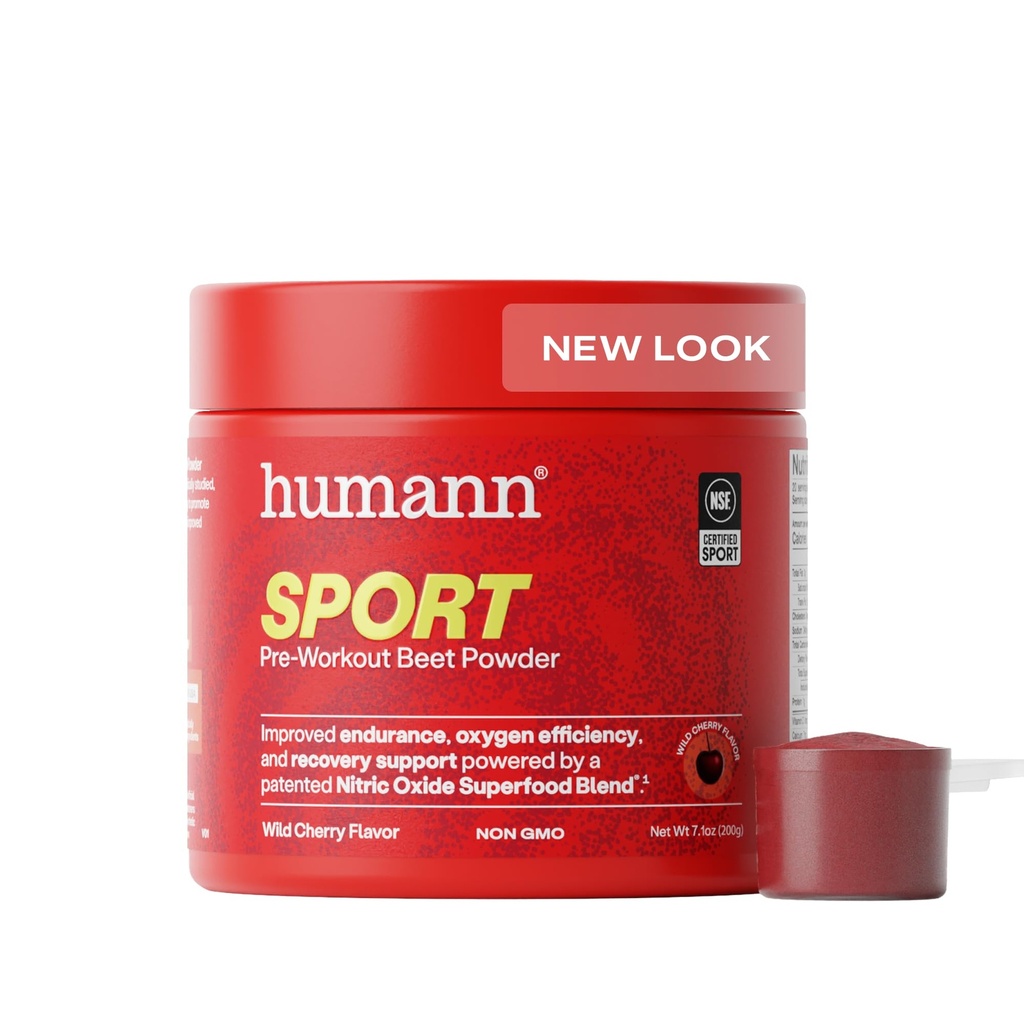 HumanN SuperBeets Sport Perseverenta Pre Workout Pulbere, Suplimentul oxid de azot, NSF Certified, Stimulant & Cafeina gratuit, Made with Beet Root, Wild Cherry, 20 Servings