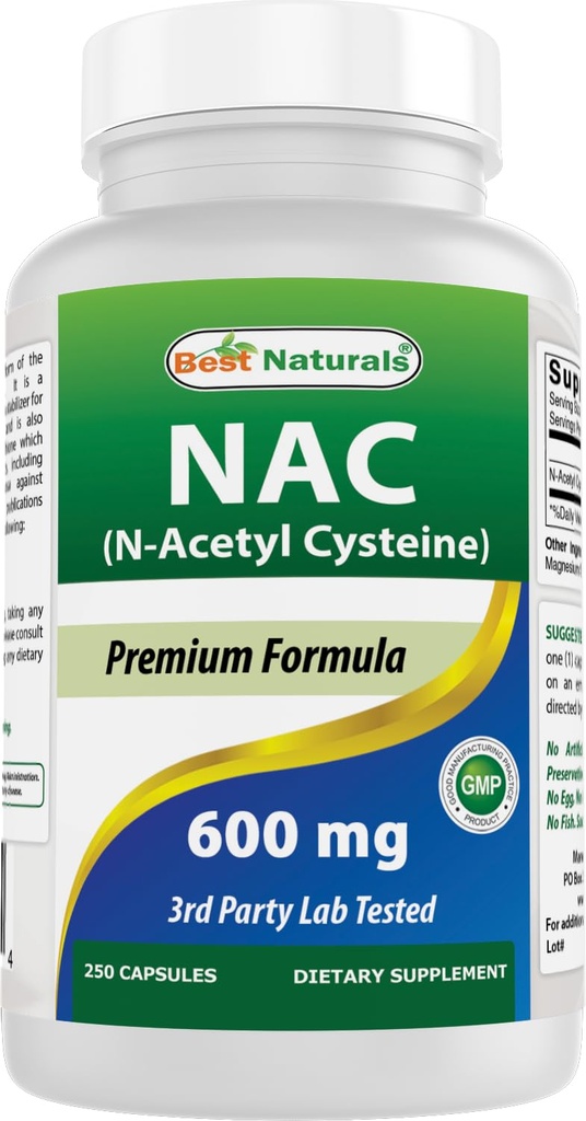 Cele mai bune Naturale NAC N-Acetil-Cysteine 600 mg 250 capsule