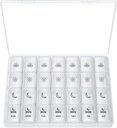 XL Pill Organizator de 4 ori pe zi, BUG HULL extra mare săptămânal cutie de pastile, 7 zile Vitamina Container zilnic Pilula titular pentru ulei de cod-Liver, vitamine, suplimente (Alb)