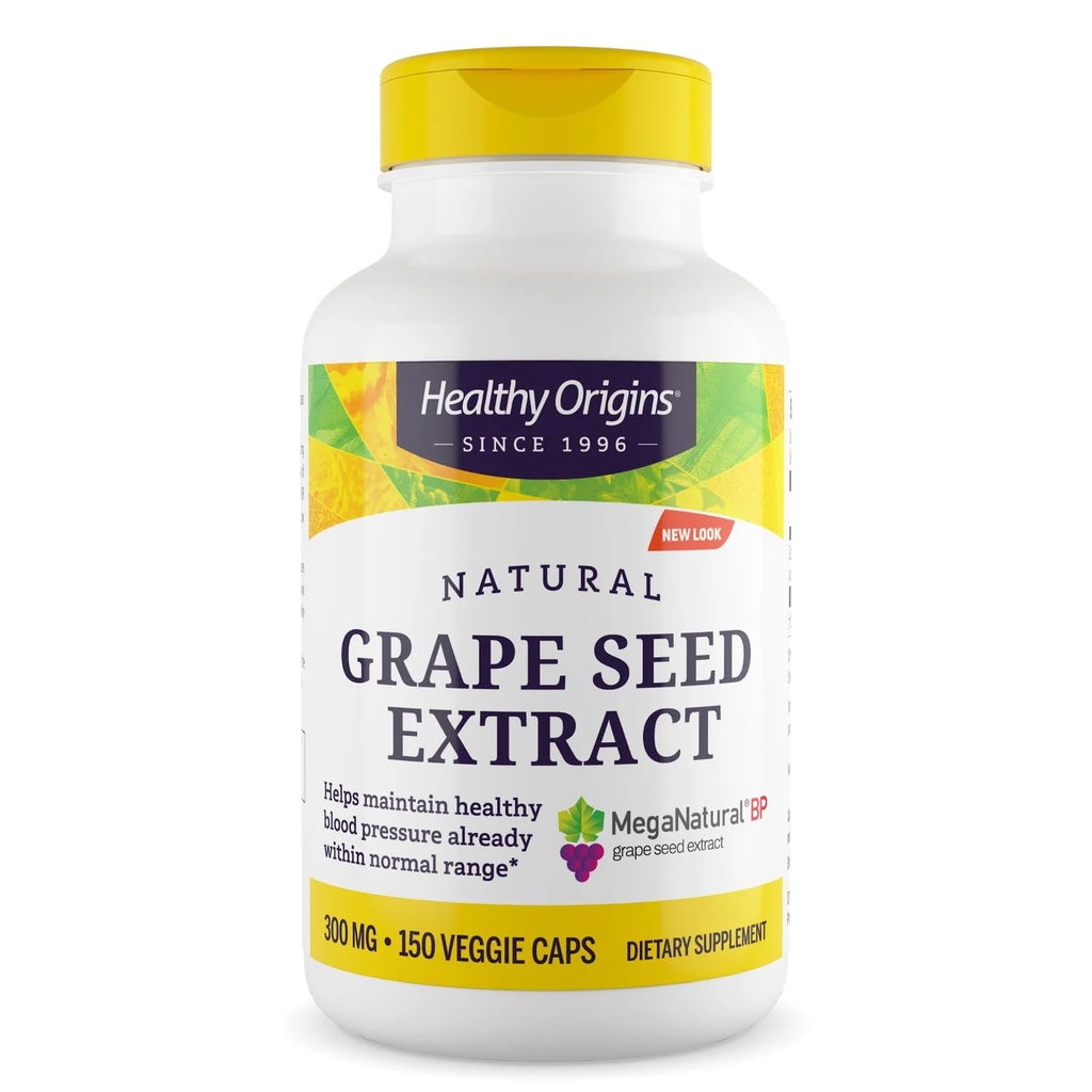 Origini sănătoase extract de semințe de struguri 300 mg (BP MegaNatural, Non-GMO, California-Grown, Gluten gratuit, susține presiune sanguină sănătoasă), 150 Capace vegetale