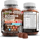 15in1 Gummie de ciuperci cu coama lui Lion Turkey Tail Cordyceps Reishi Chaga Sweet Toot Maitake Meshima Poria Cocos Shiitake Tremella, Oyster Agaricus Ciuperci pentru bărbați și femei Suplimentul Nutra Clean
