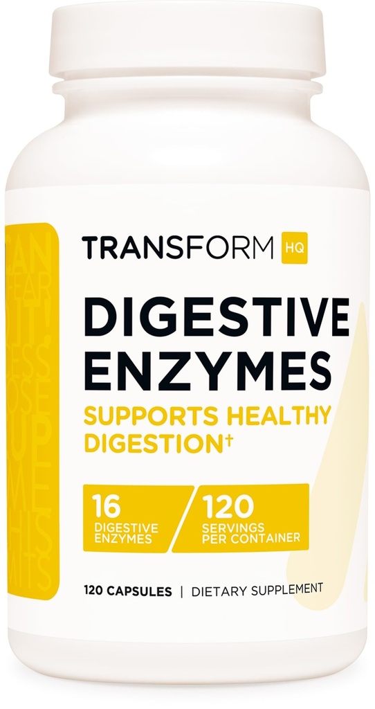 TransformHQ Enzymes Supliment (120 capsule) - 16 enzime, suport Digestie sanatoasa