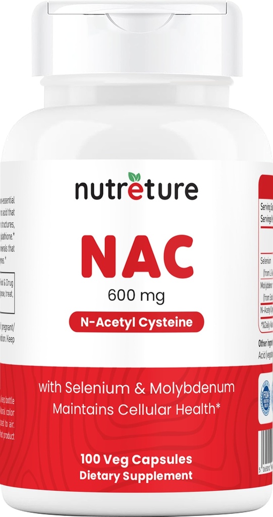 Suplimentul NAC N-Acetyl Cysteine Supliment hepatic cu Seleniu & Molibden pentru Sănătatea Ficatului