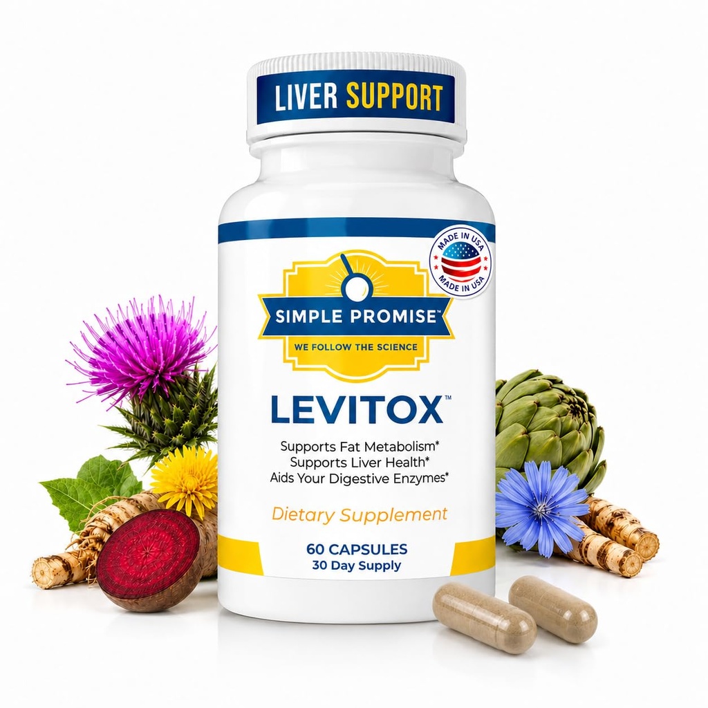 Levitox - Milk Thistle supliment dezintoxicare hepatică cu rădăcină Dandelion și extract de anghinare - susține sănătatea ficatului, metabolismul și digestia - 60 capsule