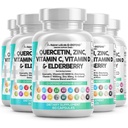 Clean Nutraceuticals Querbetin Zinc Vitamina C Vitamina D Bromelain Elderberry - Lung Immune Supliment Adulți cu Artemisina, Moss de mare, Echinacea, Alergia Ajutor (60 Count (Pachet de 5))