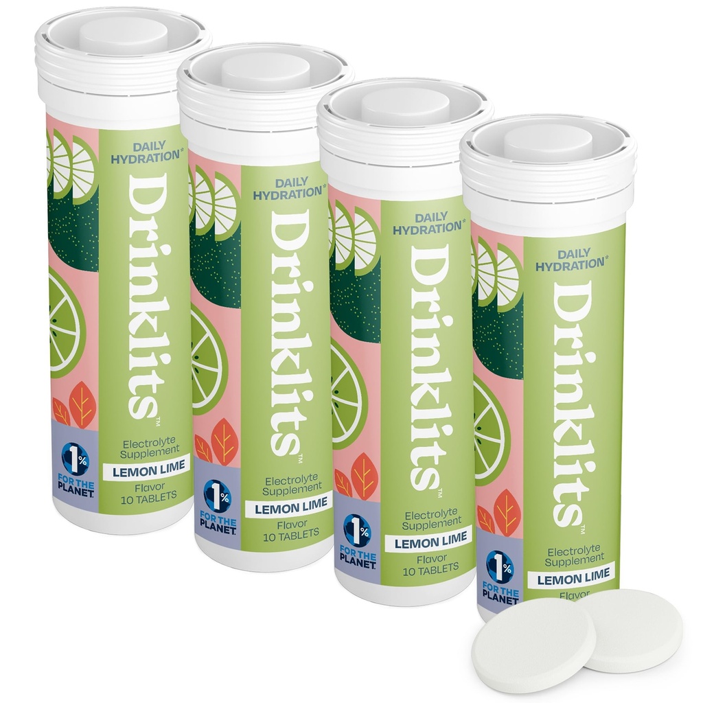 Drinklits Lemon-Lime Daily Electrolyte Hidratare Tablete (4) Tube Bundle 