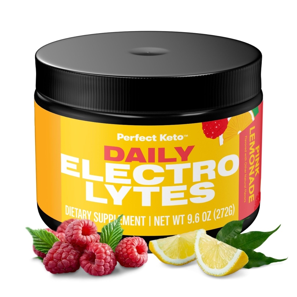 Keto Electroliti Perfecti Pulbere, Zahăr și Gluten Free, Electrolit Drink Mix, Sodiu, Magneziu, Calciu și Potasiu Supliment, Hidratare, Recuperare și Suport Imun, Limonadă roz, 45 Serviri