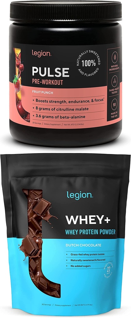 LEGION Pulse Pre Antrenament Supliment (Frut Punch) Whey Proteine pulbere Ciocolată - Whey+ Izolat Pulbere de proteine