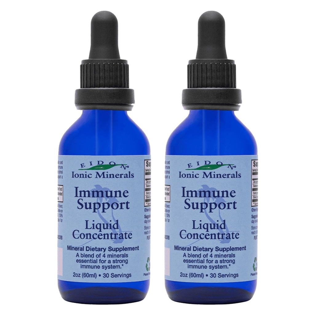 Eidon Ionic Minerale Suport Imuna Suplimentul Liquid concentrat - Picături minerale cu zinc, Seleniu, Suport și Menținerea sistemului imunitar, Biodisponibil, Nu Conservatori - 2 oz (Pachet de 2)