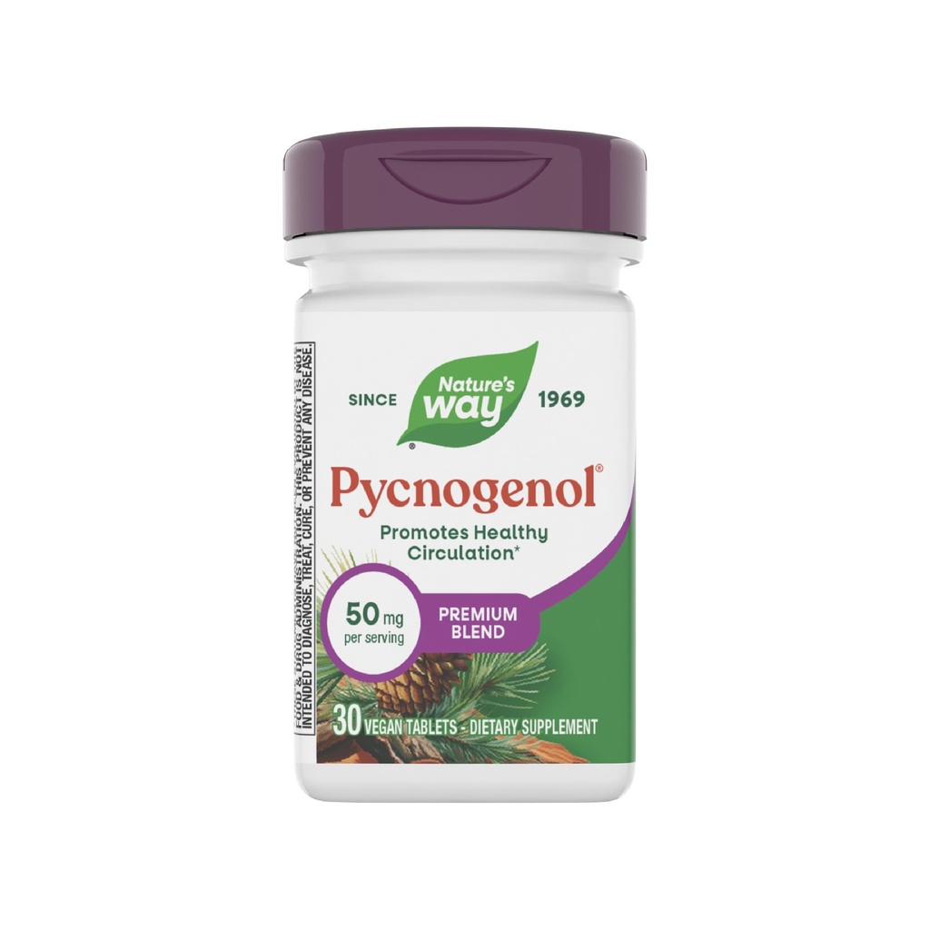 Natura's Way Pycnogenol, promovează circulaţia sănătoasă*, 30 Vegan Tablets