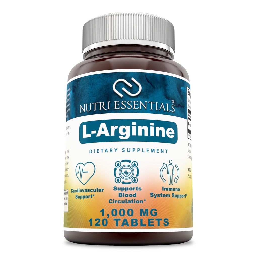 L-Arginină 1000 Mg 120 comprimate Supliment alimentar - Susţine sănătatea cardiovasculară - Susţine funcţiile sistemului imunitar - promovează circulaţia sângelui