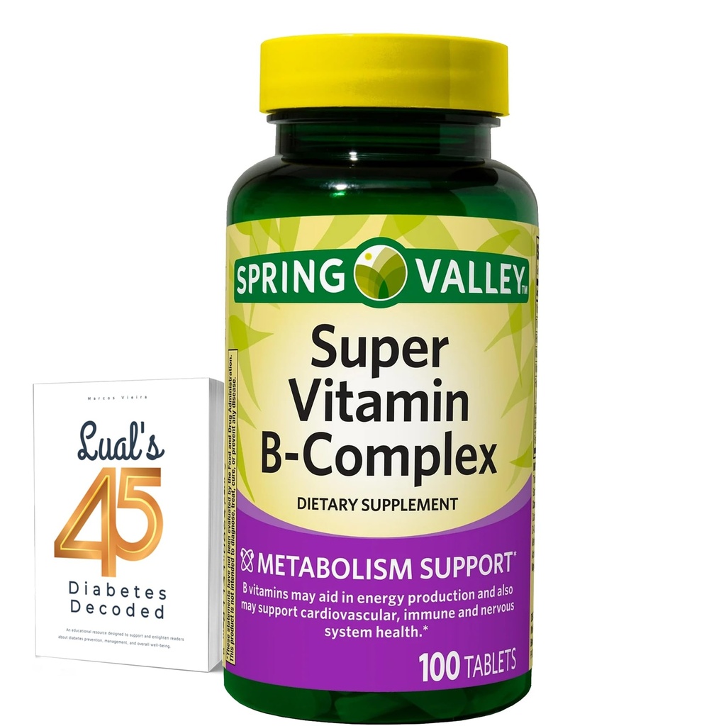 Spring Valley Super Vitamina B Complex carbonat de calciu, Acid ascorbic 100 comprimate Bundle cu 45 de diabet zaharat Lual decodat