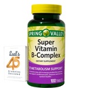 Spring Valley Super Vitamina B Complex carbonat de calciu, Acid ascorbic 100 comprimate Bundle cu 45 de diabet zaharat Lual decodat