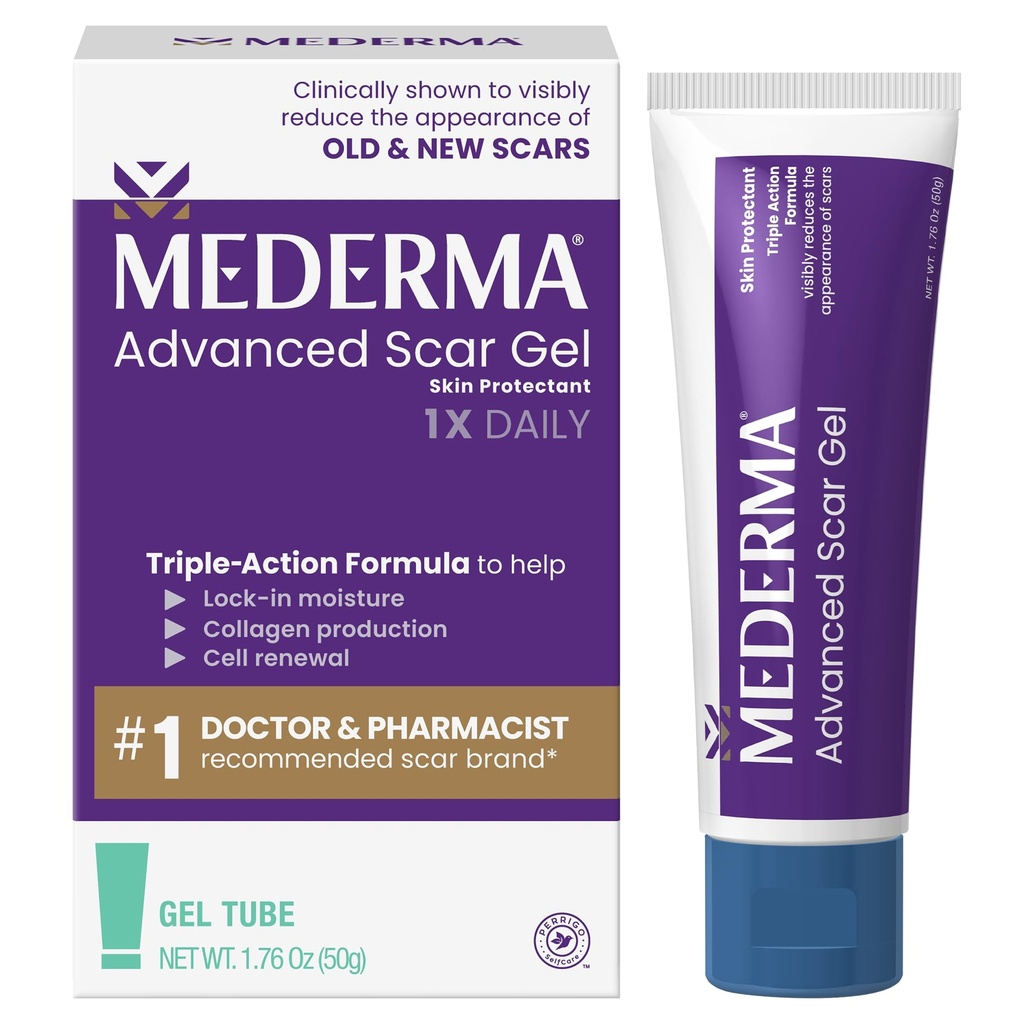 Mederma Advanced Scar Gel - tratează cicatrici vechi și noi, reduce apariția de cicatrici de la Acnee, Chirurgie, Burns, Leziuni & Marks, 1.76 Oz (50g)