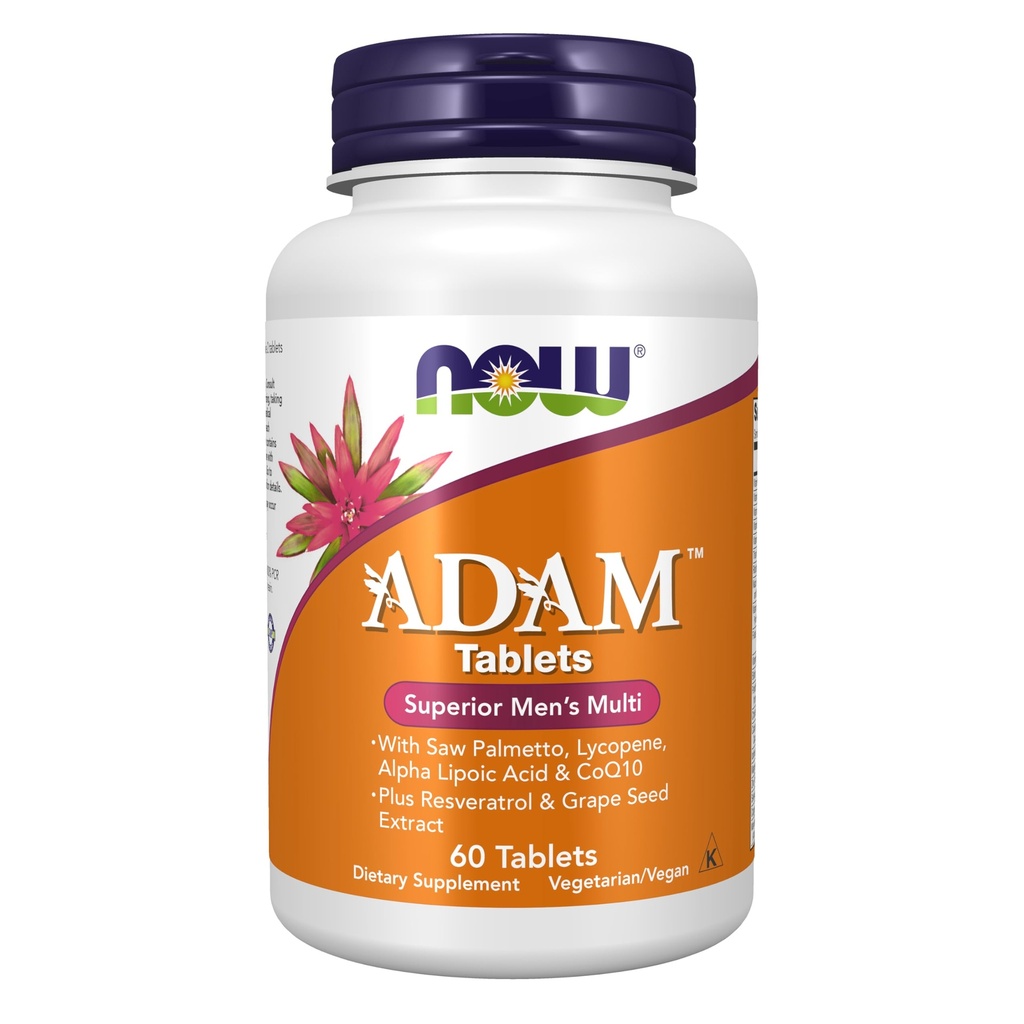 ACUM Alimente Suplimente, ADAMTM Multivitamine pentru bărbați cu fierăstrău Palmetto, Licopen, Alpha Acid lipoic și CoQ10, Plus Resveratrol natural și extract de semințe de struguri, 60 comprimate