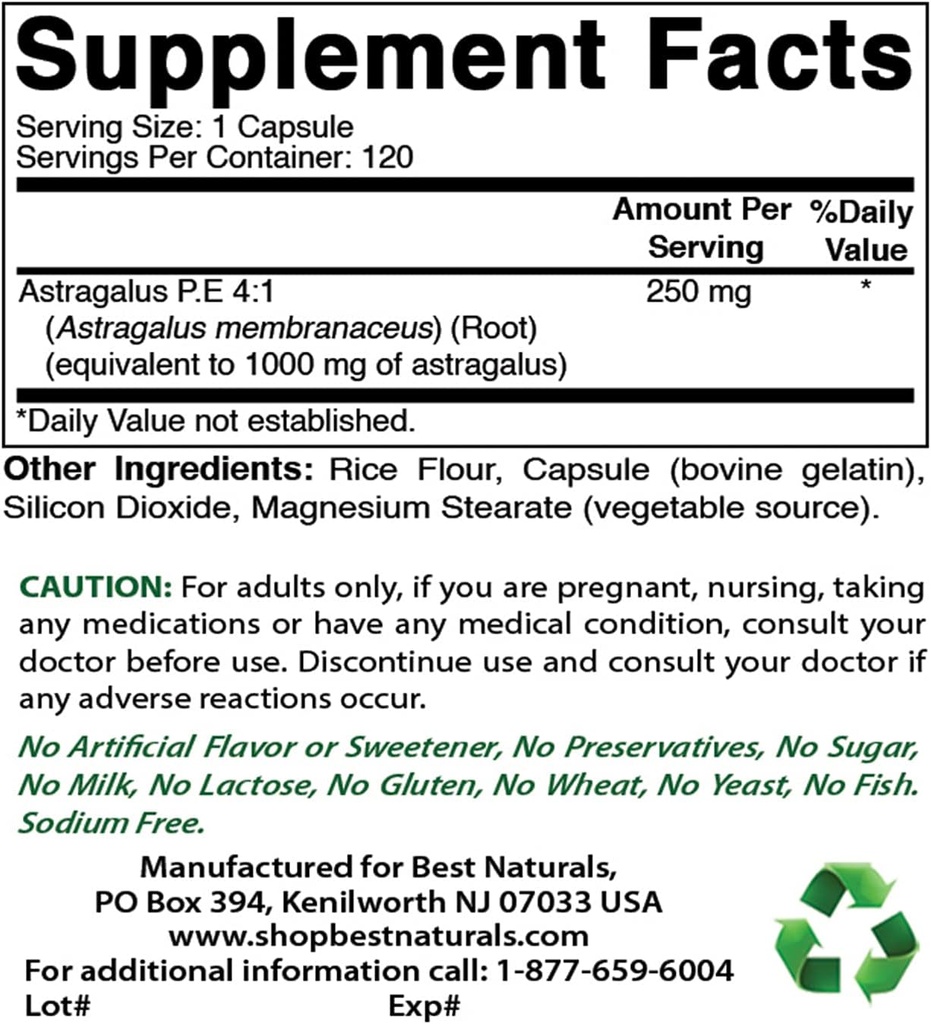 Cele mai bune naturale Astragalus 1000 mg & Vitamina K2 (MK7) cu D3