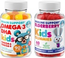 DR. MORITZ Cardio & Immune Boost Duo - Copii Omega 3 Gumies (90 Count) cu gume de soc pentru copii (60 Count)