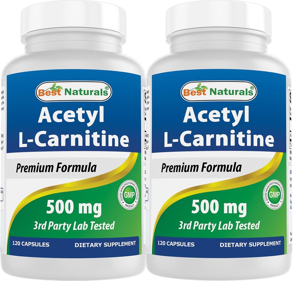 Cele mai bune Naturale Acetil L-Carnitina (ALCAR) 500 mg, 120 capsule, 120 Servings - non-GMO și gluten gratuit, 1 capsulă per servire (2 ambalaj)
