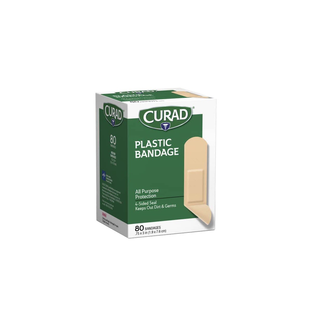 Bandaje din plastic Curad .75 X 3 Inches 80 Fiecare