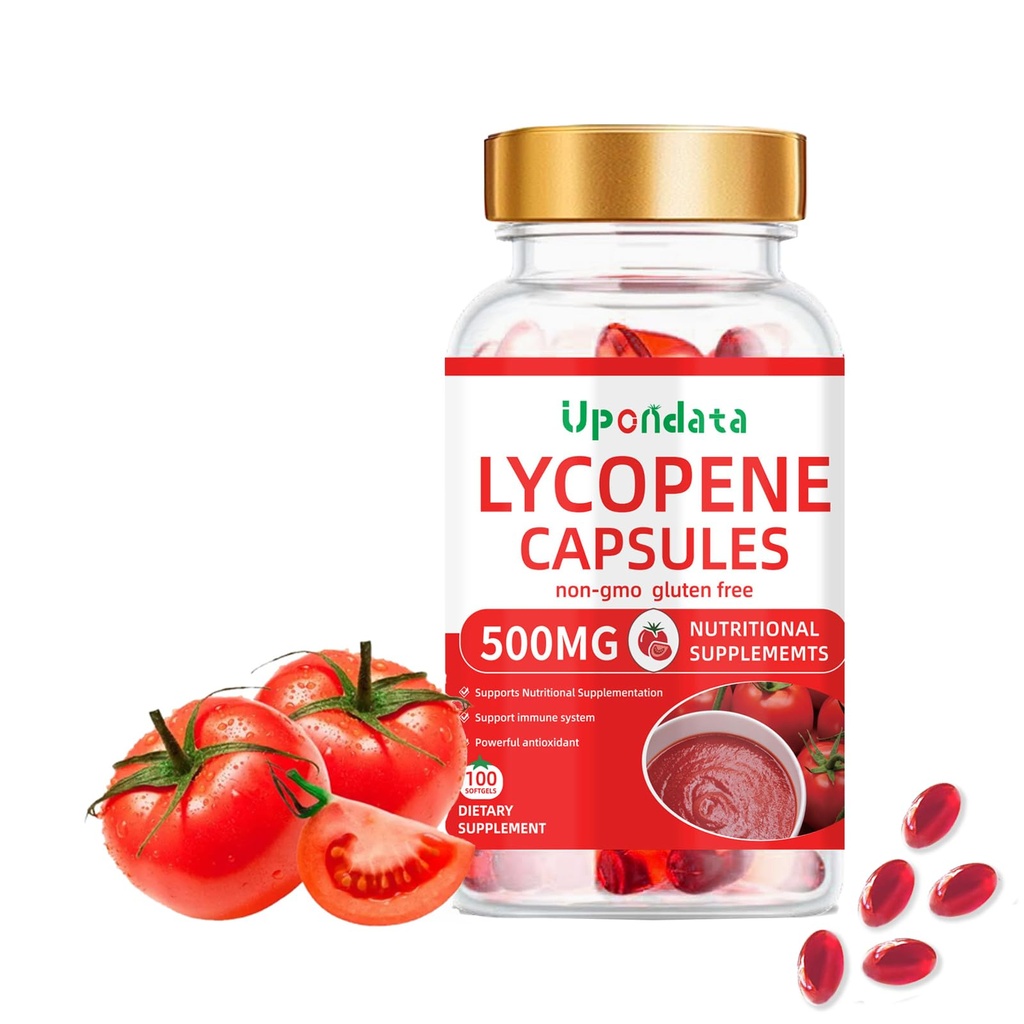 Capsulele de Lycopene - 500 mg /100 Softgels Extract natural de tomate Extract de complex organic de formulă - Gluten-free, non-GMO (1 ambalaj)