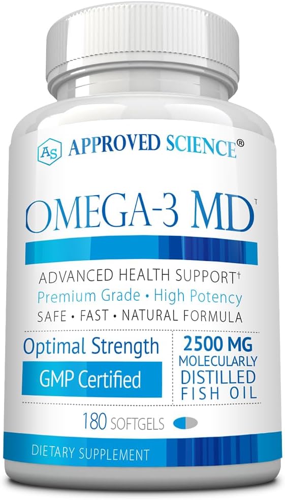 Omega-3MD - Ulei de pește EPA și DHA - Îmbunătățirea sănătății cognitive - 1 flacon - 3 luni de aprovizionare