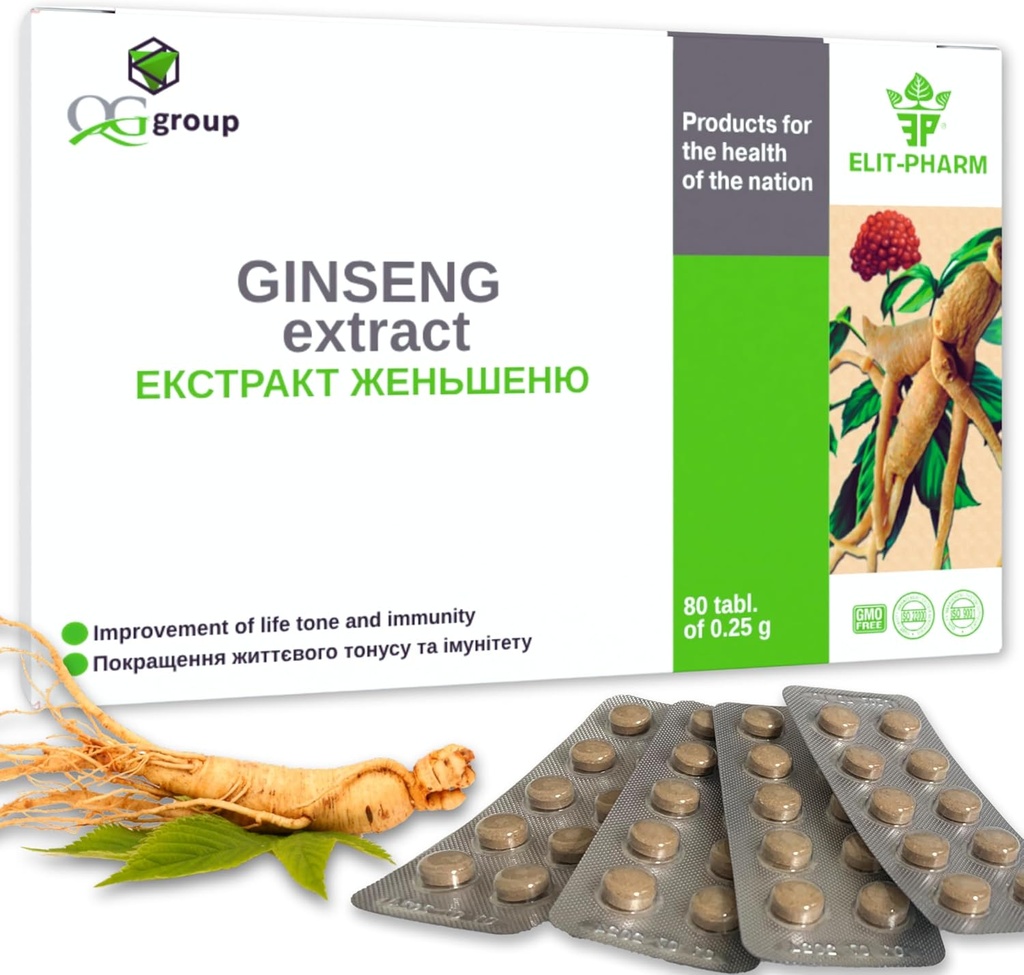 Grupa QG Extract de ginseng și extract de rădăcină de lemn dulce cu vitamina C (80 comprimate - 210 mg fiecare) Supliment alimentar pentru bărbați și femei
